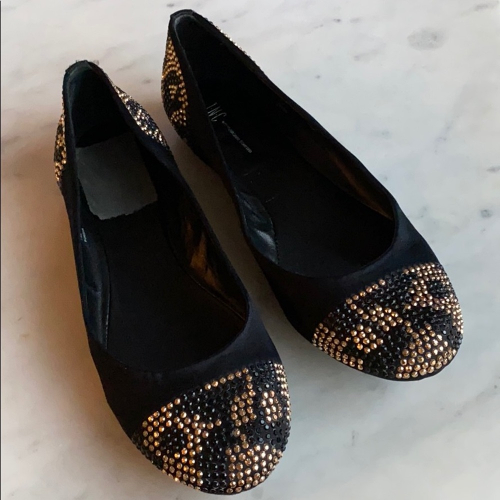Black satin flats